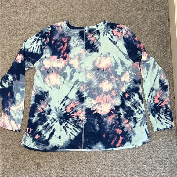 Talbots T by Talbots Pink Blue Tie-Dye Top XL - Picture 7 of 8